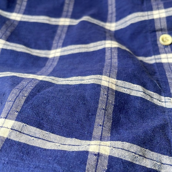Vintage blue plaid short sleeve cotton button down shirt by New Mints - Picture 2 of 5